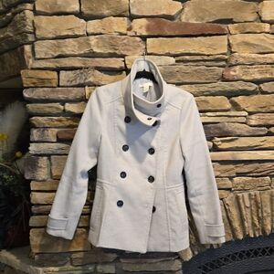 H&M Women's Light Gray Double-Breasted Pea Coat